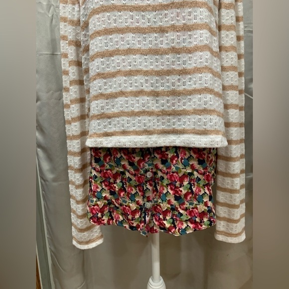 Postmark Anthropologie Ginny Layered Striped Floral Top - Picture 2 of 5